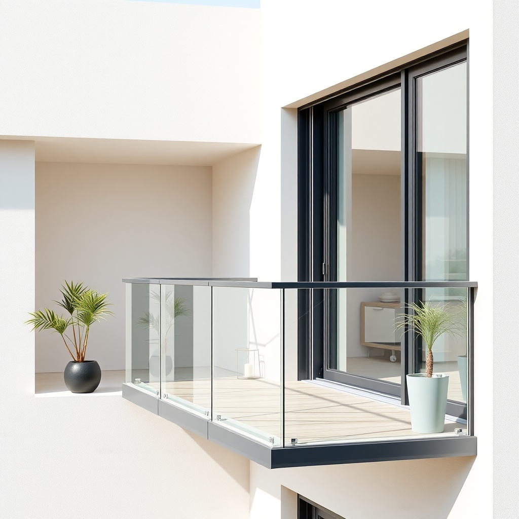 A modern balcony with Egepen Deceuninck aluminum sliding system