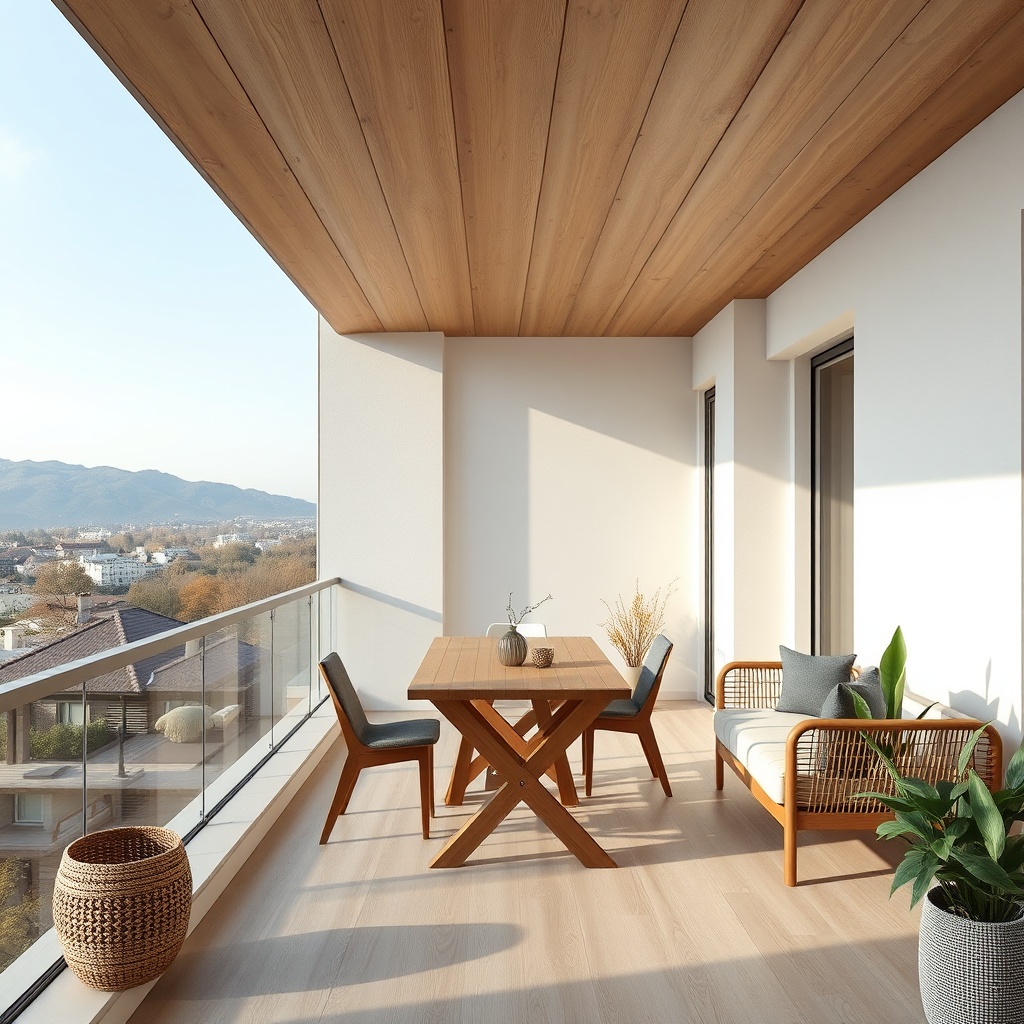 Modern bir evin balkonunda
