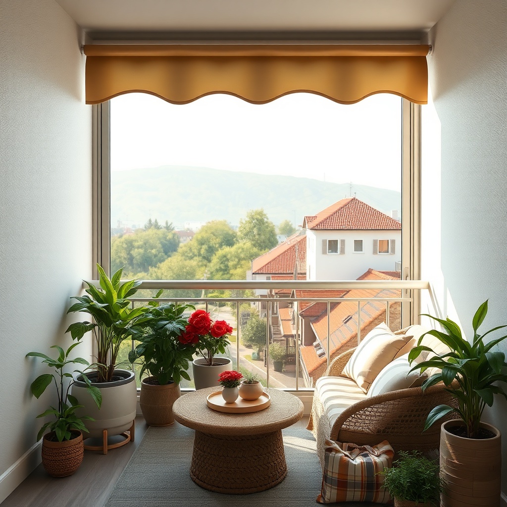 Bir evin oturma odasından balkona doğru çekilmiş fotoğraf