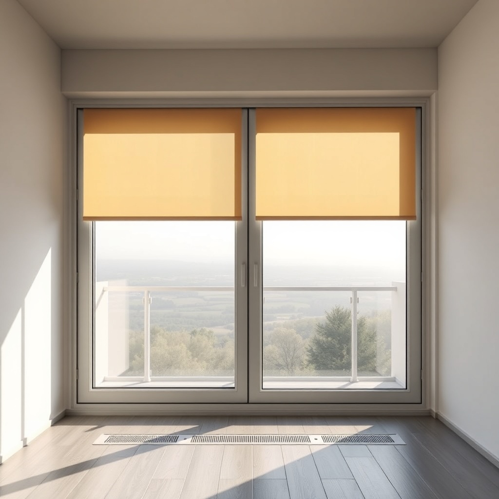 A photorealistic photo of a finished Egepen Deceuninck polyester folding system installed