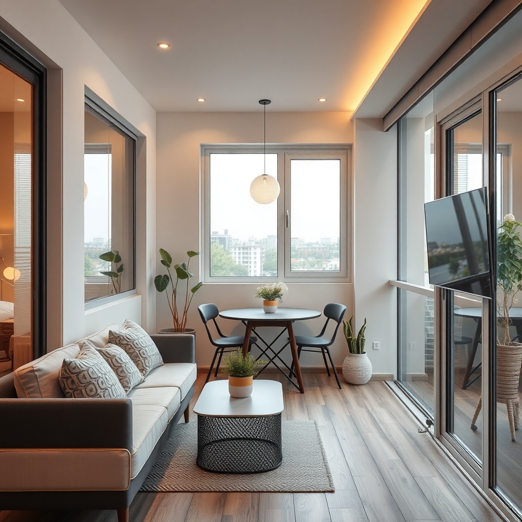 Geniş bir cam balkon alanı