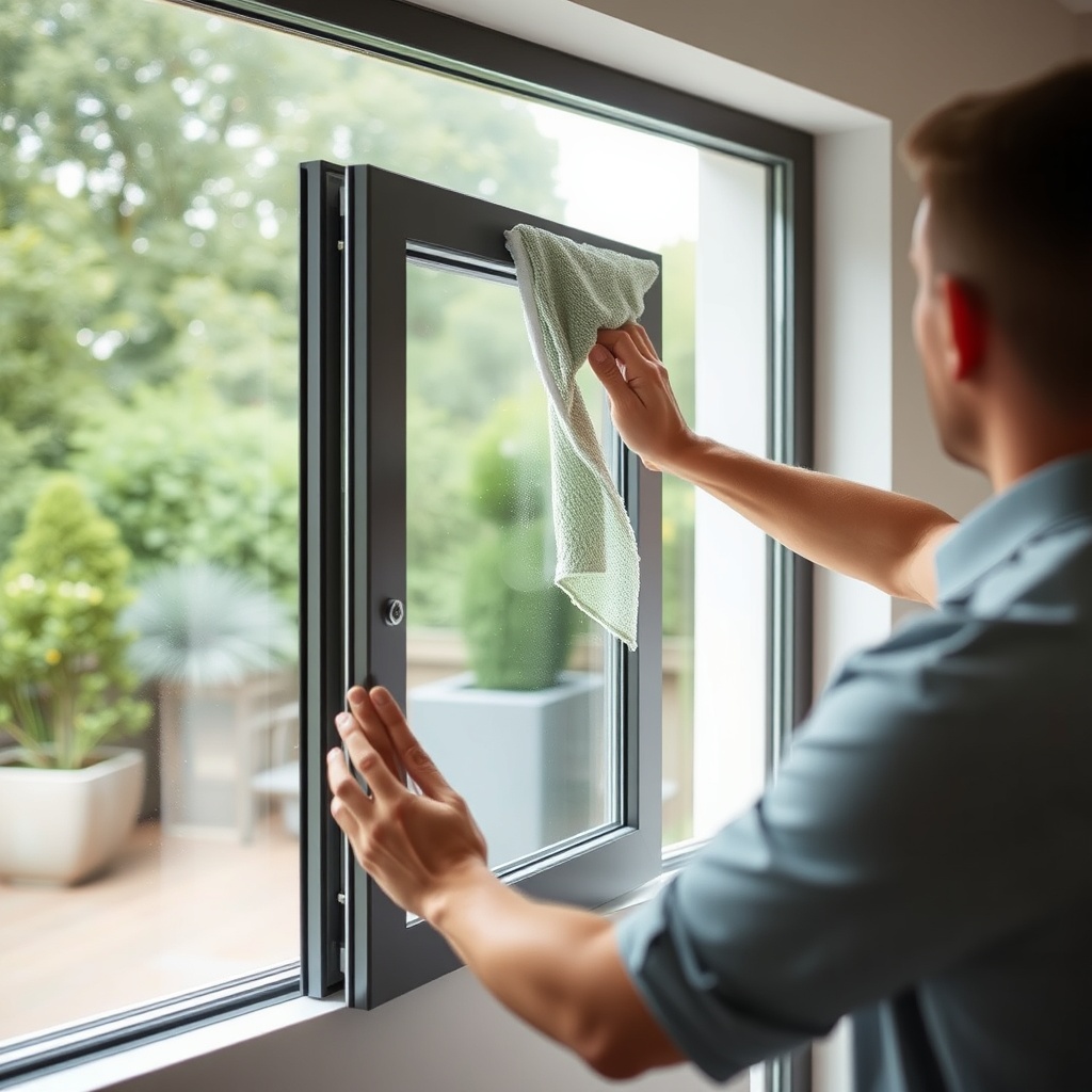 <clean photorealistic photo/illustration of a Fakro Sunlux aluminium sliding system being