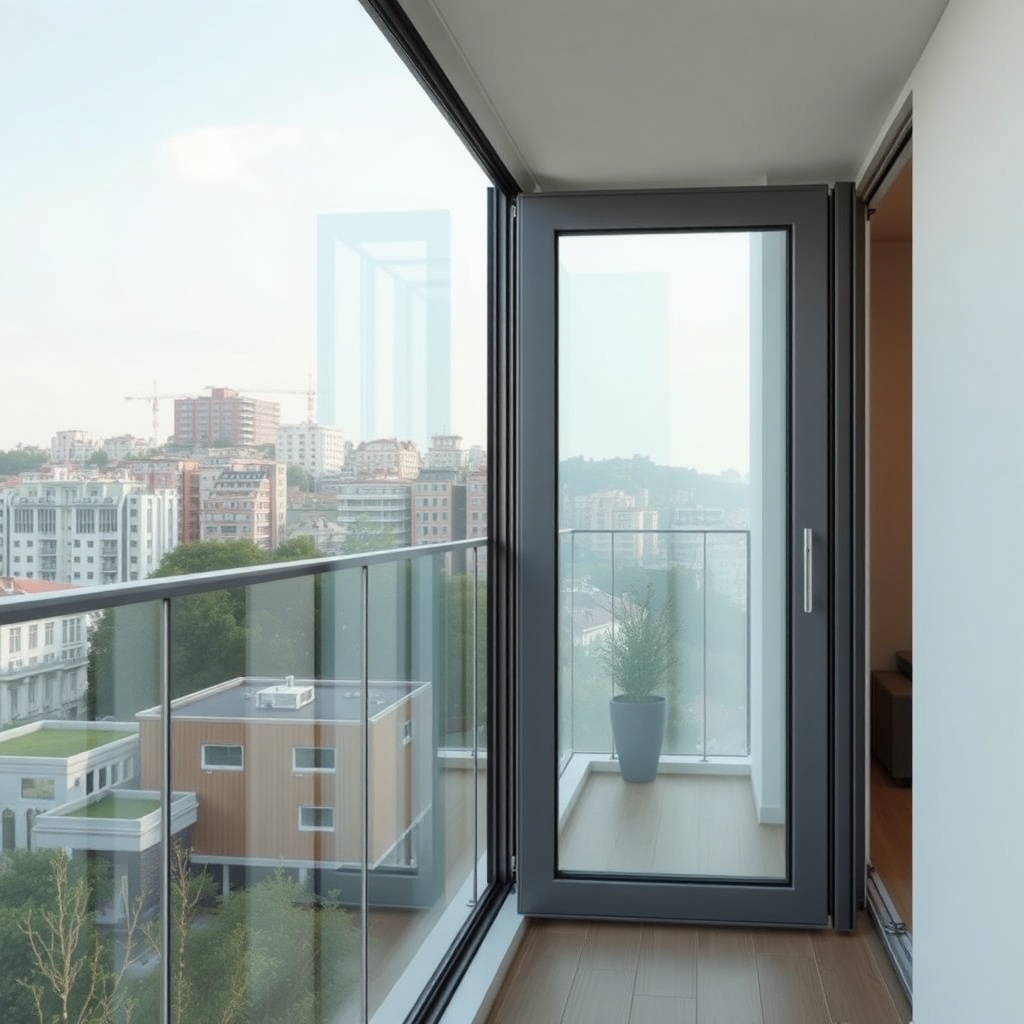 A modern apartment balcony in Istanbul with a Fakro Sunlux aluminum sliding system install