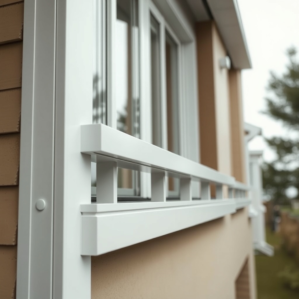 <clean photorealistic photo of a Fakro Sunlux PVC balcony being installed by professionals